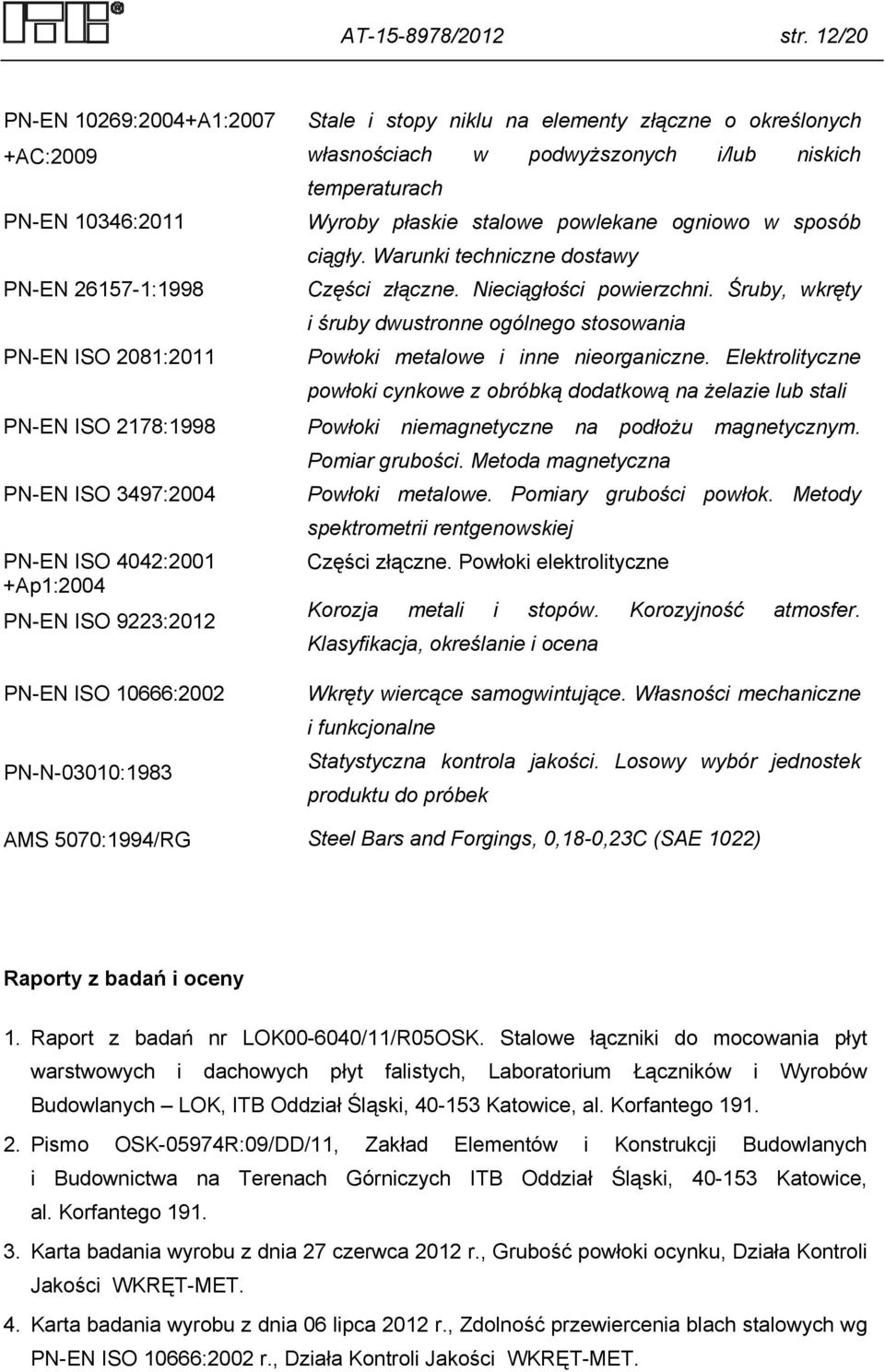 płaskie stalowe powlekane ogniowo w sposób ciągły. Warunki techniczne dostawy Części złączne. Nieciągłości powierzchni.