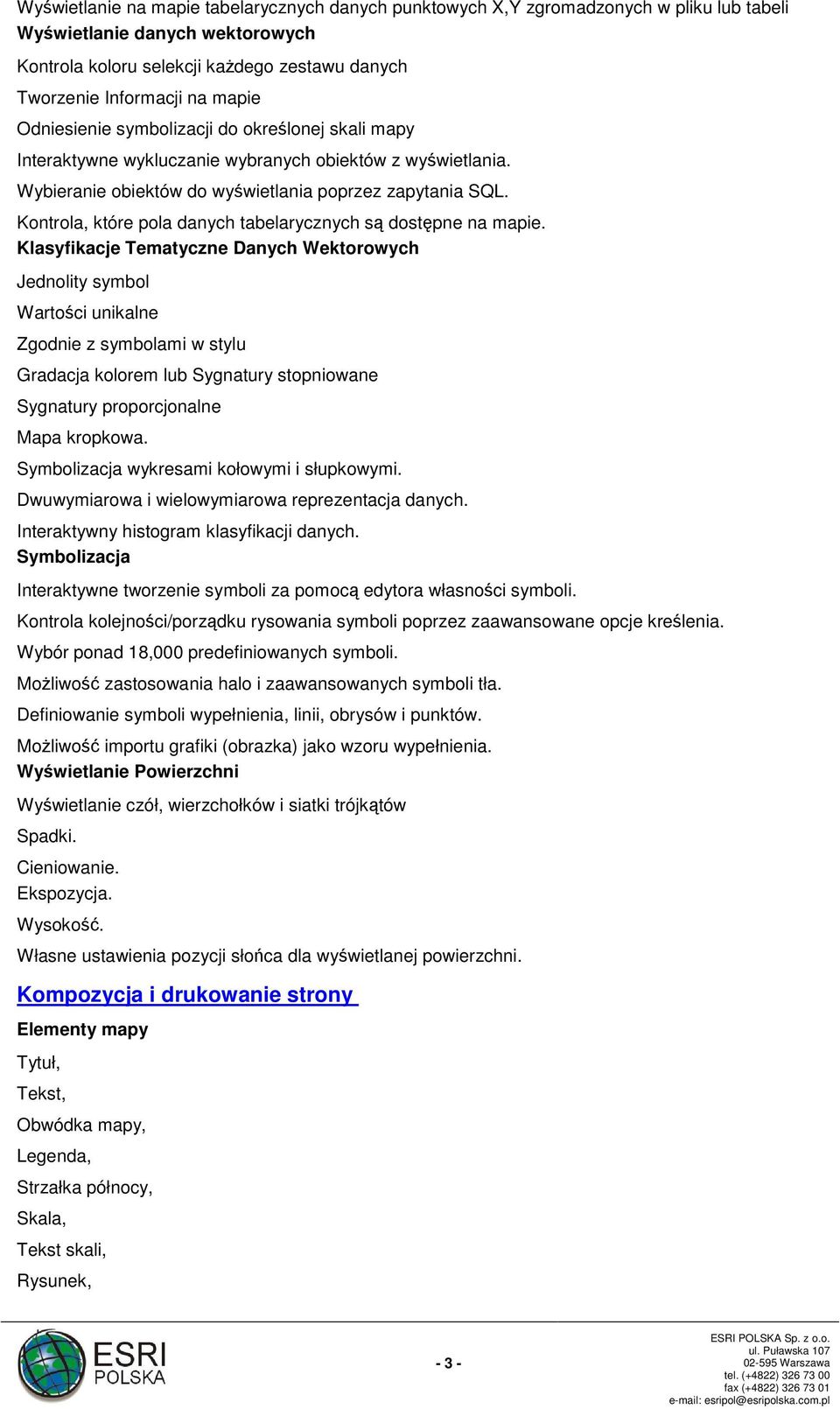 Kontrola, które pola danych tabelarycznych są dostępne na mapie.