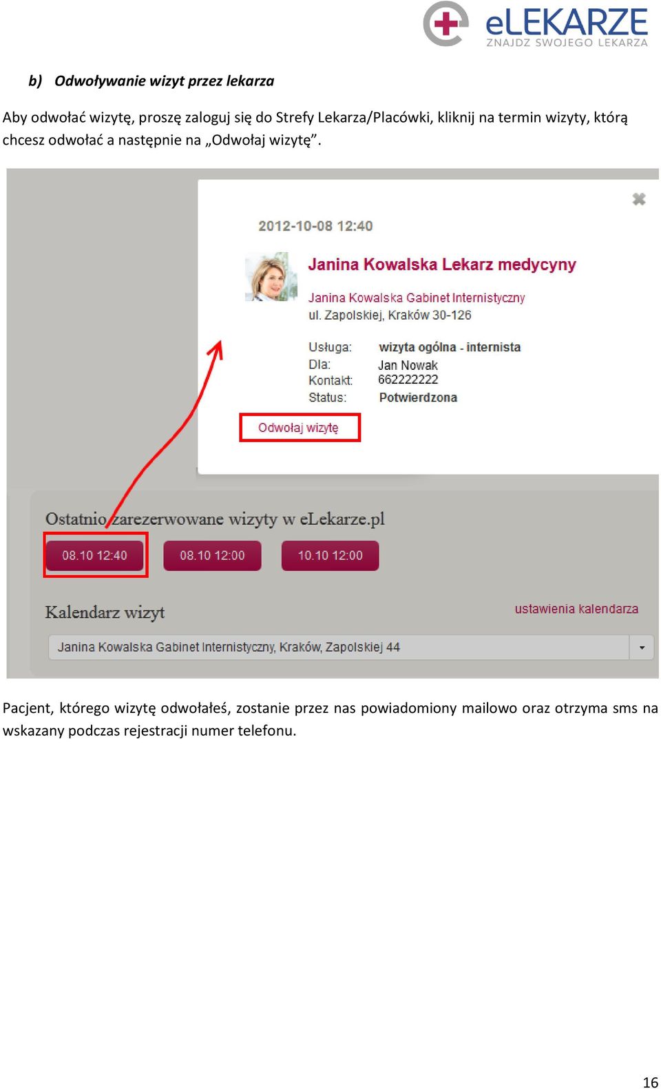 następnie na Odwołaj wizytę.