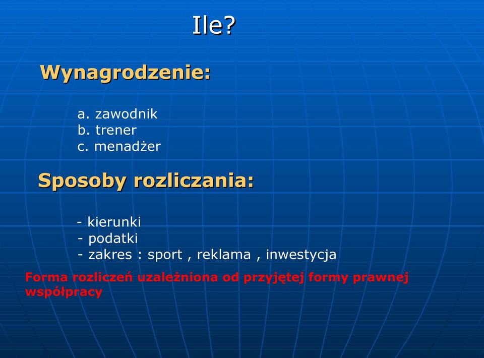 podatki - zakres : sport, reklama, inwestycja