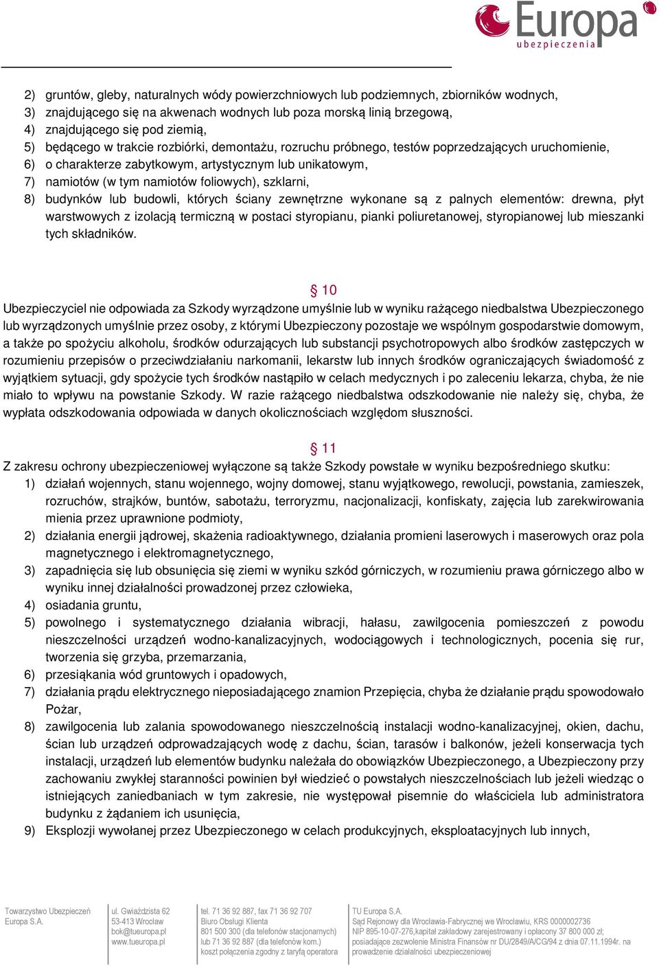 szklarni, 8) budynków lub budowli, których ściany zewnętrzne wykonane są z palnych elementów: drewna, płyt warstwowych z izolacją termiczną w postaci styropianu, pianki poliuretanowej, styropianowej