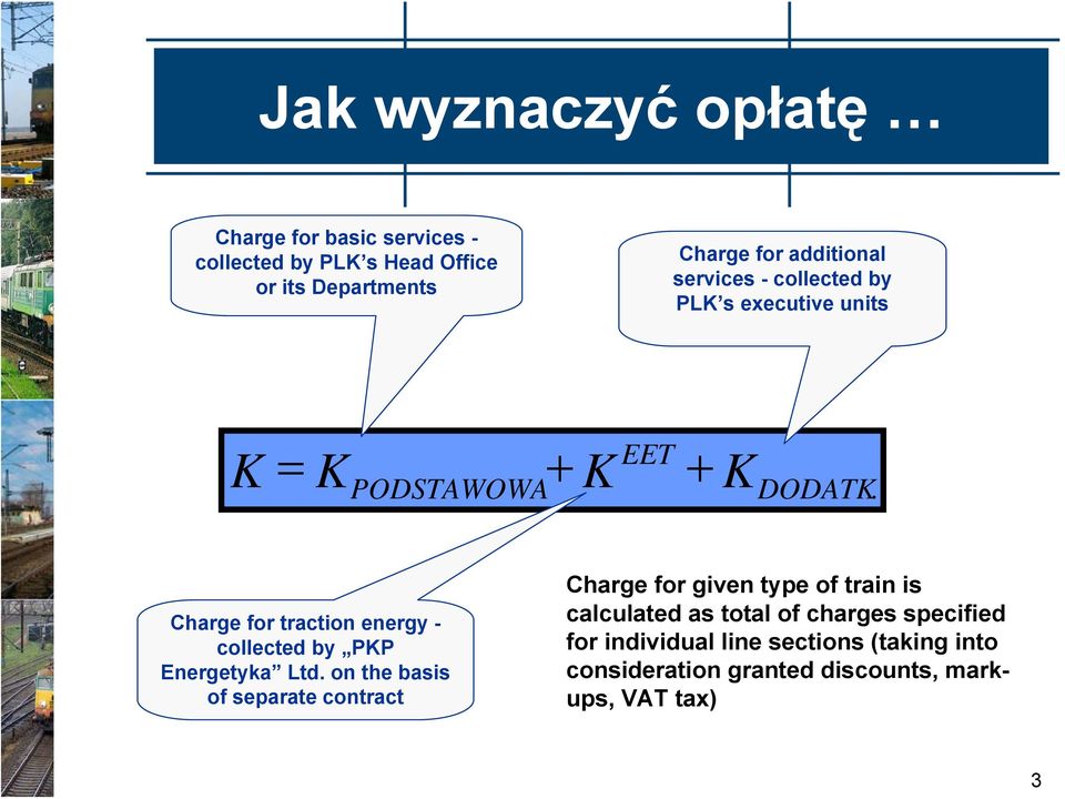 Charge for traction energy - collected by PKP Energetyka Ltd.