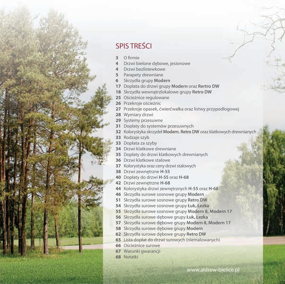 systemów przesuwnych 32 Kolorystyka skrzydeł Modern, Retro DW oraz klatkowych drewnianych 33 Rodzaje szyb 33 Dopłata za szyby 34 Drzwi klatkowe drewniane 35 Dopłaty do drzwi klatkowych drewnianych 36