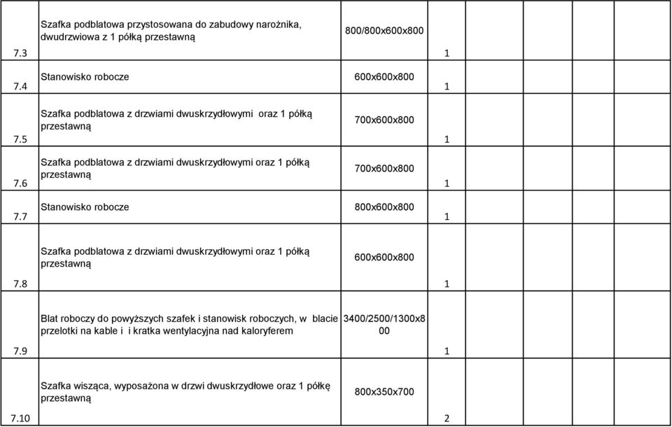 7 Stanowisko robocze 800x600x800 Szafka podblatowa z drzwiami dwuskrzydłowymi oraz półką 600x600x800 7.