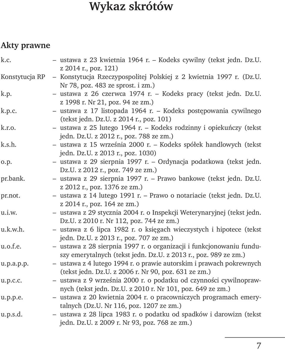 ) ustawa z 26 czerwca 1974 r. Kodeks pracy (tekst jedn. Dz.U. z 1998 r. Nr 21, poz. 94 ze zm.) ustawa z 17 listopada 1964 r. Kodeks postępowania cywilnego (tekst jedn. Dz.U. z 2014 r., poz. 101) ustawa z 25 lutego 1964 r.