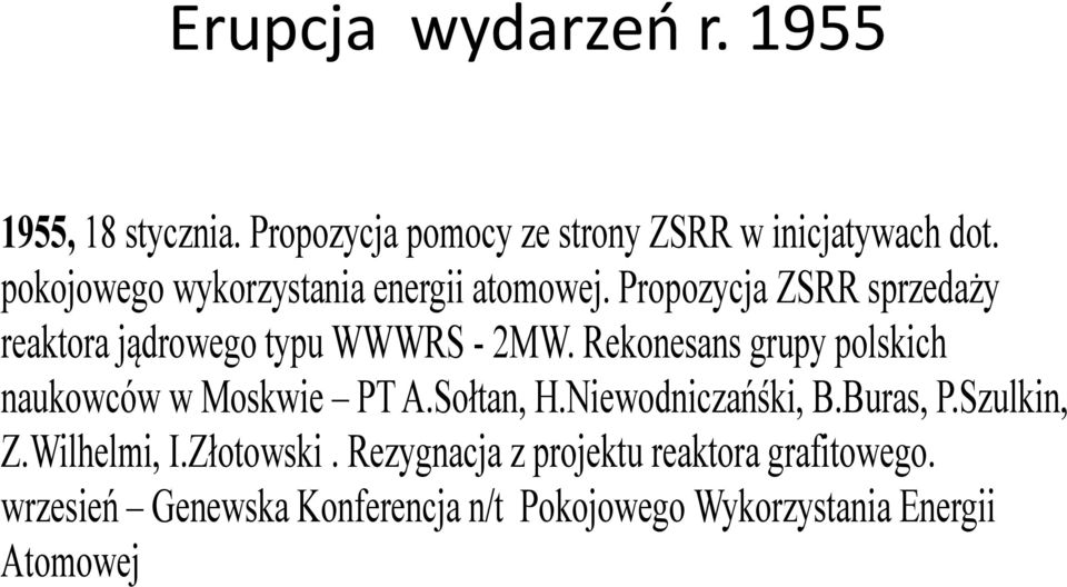 Rekonesans grupy polskich naukowców w Moskwie PT A.Sołtan, H.Niewodniczańśki, B.Buras, P.Szulkin, Z.Wilhelmi, I.