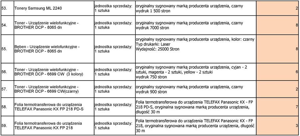 8 BROTHER DCP - 8065 dn wydruk 7000 stron oryginalny sygnowany marką producenta urządzenia, kolor: czarny 55.