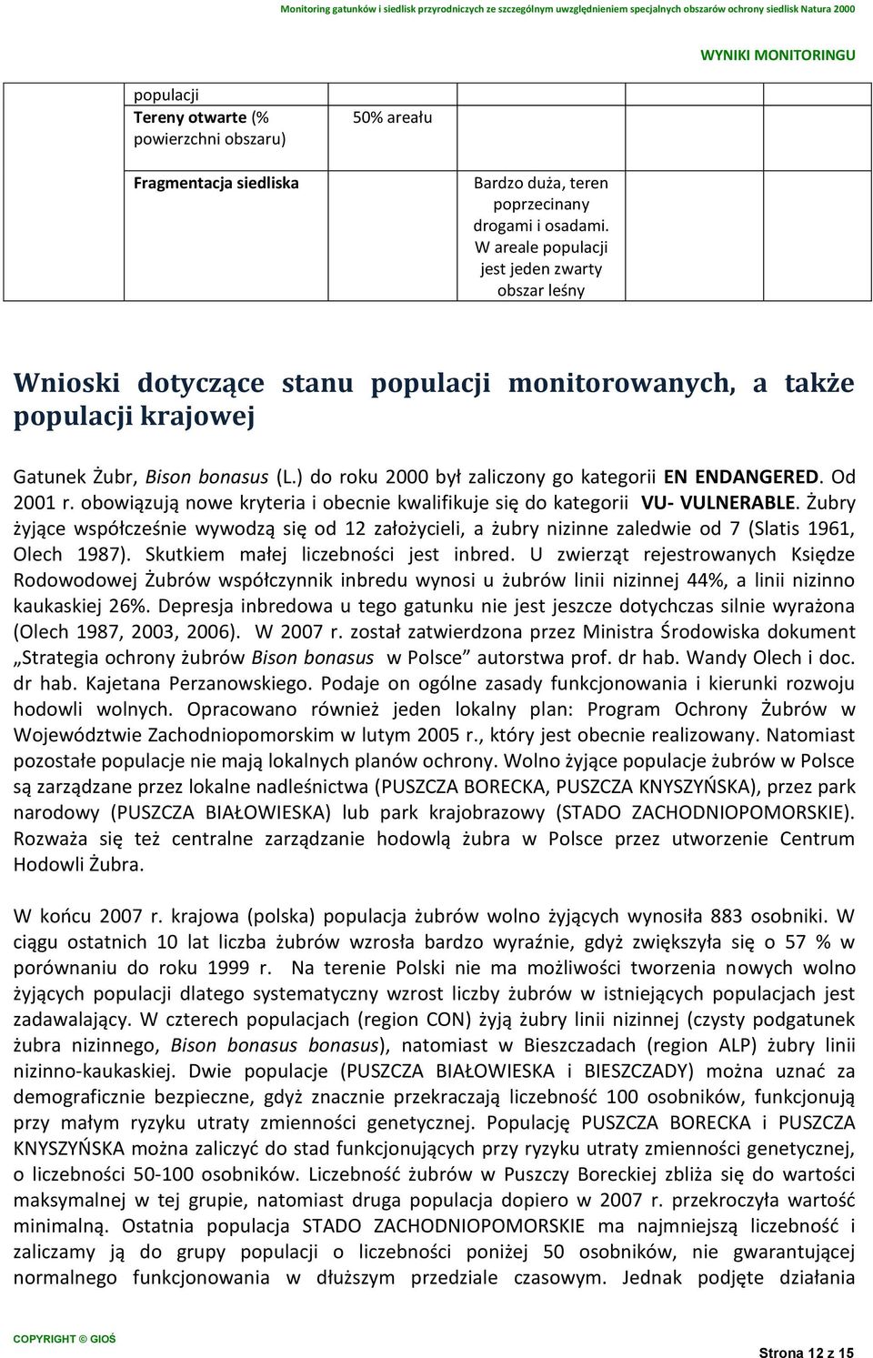 ) do roku 2000 był zaliczony go kategorii EN ENDANGERED. Od 2001 r. obowiązują nowe kryteria i obecnie kwalifikuje się do kategorii VU- VULNERABLE.