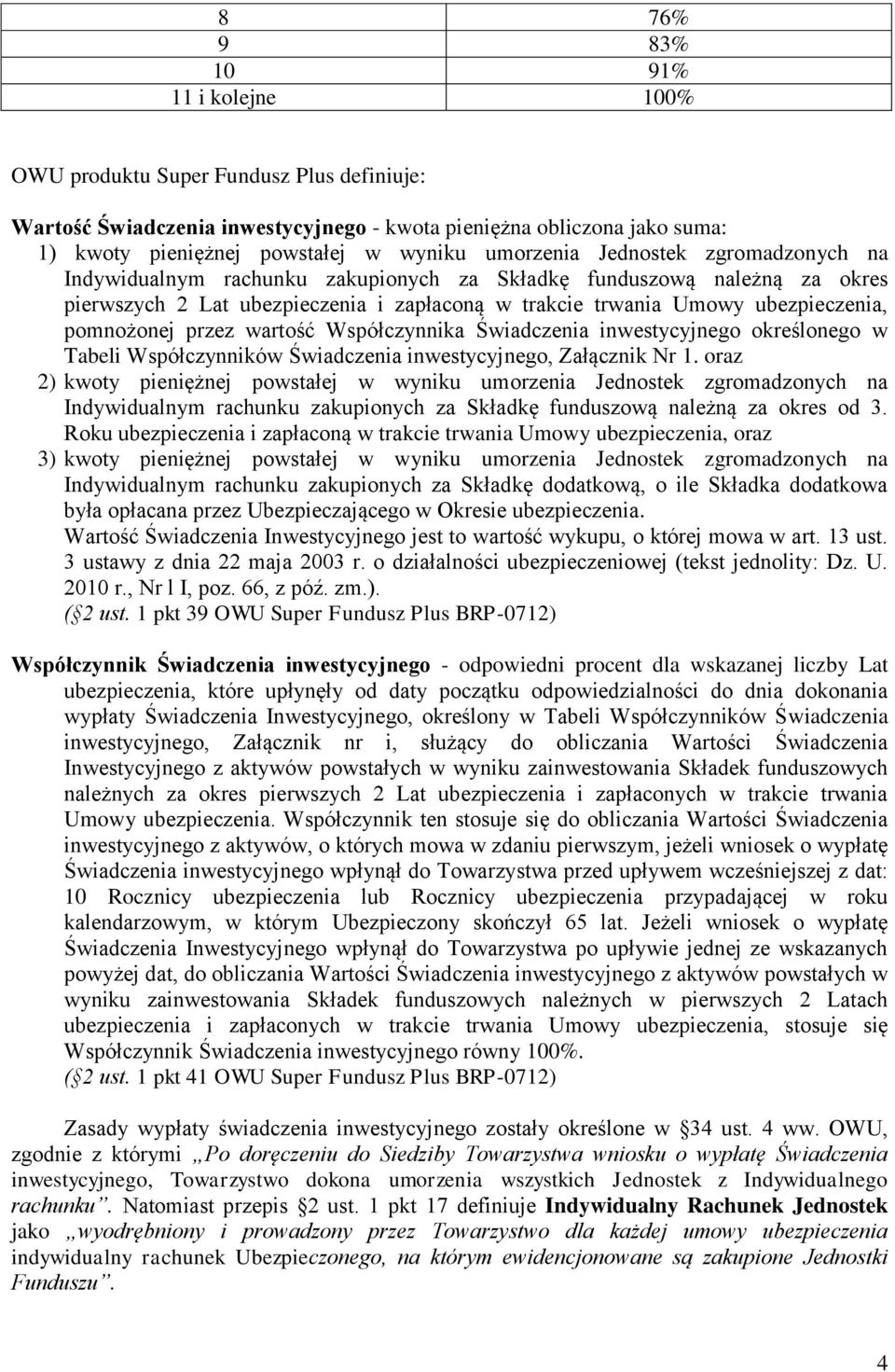 pomnożonej przez wartość Współczynnika Świadczenia inwestycyjnego określonego w Tabeli Współczynników Świadczenia inwestycyjnego, Załącznik Nr 1.