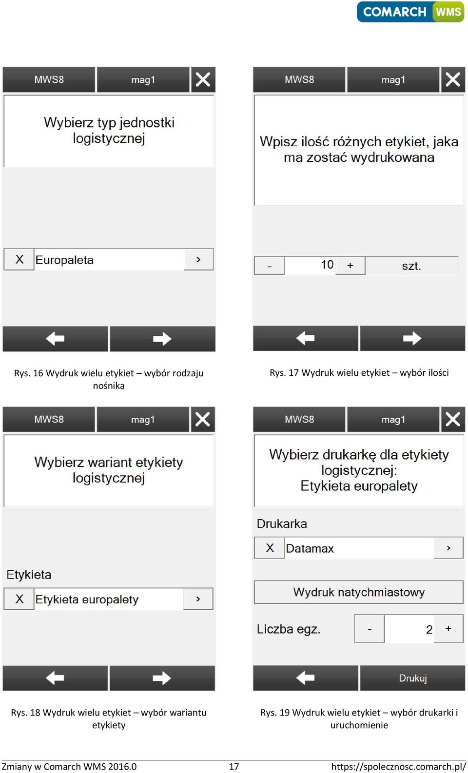 18 Wydruk wielu etykiet wybór wariantu etykiety Rys.