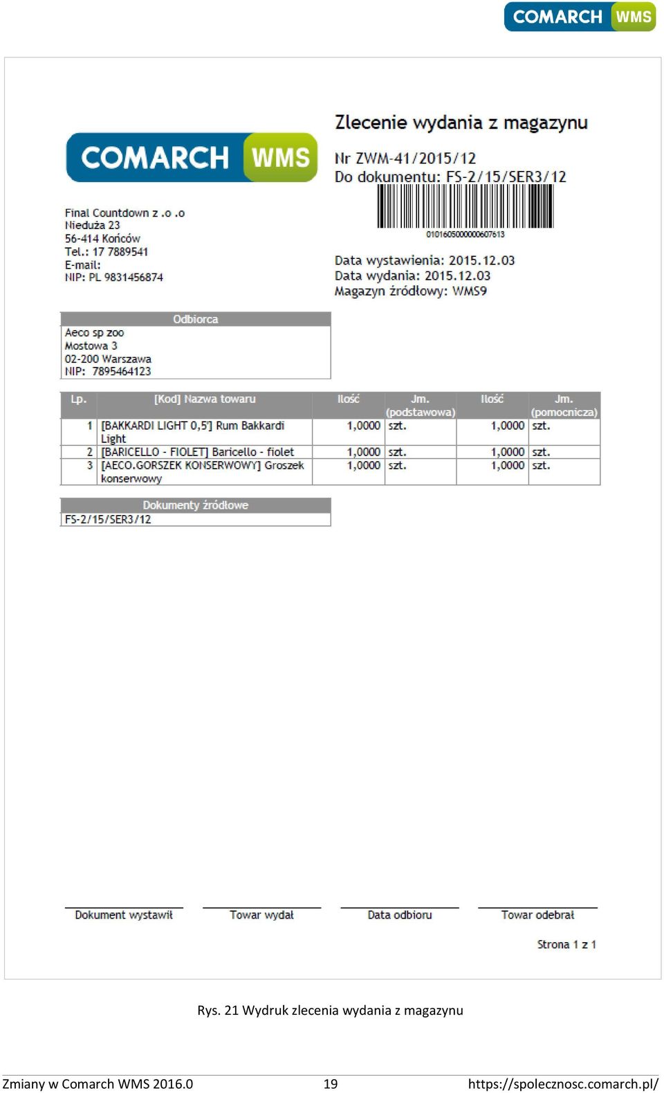 w Comarch WMS 2016.