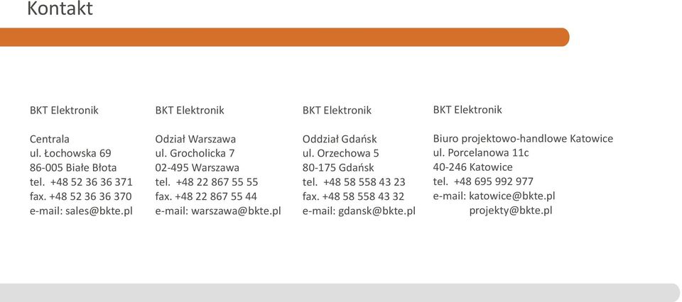 pl Oddział Gdańsk ul. Orzechowa 5 80-175 Gdańsk tel. +48 58 558 43 23 fax. +48 58 558 43 32 e-mail: gdansk@bkte.