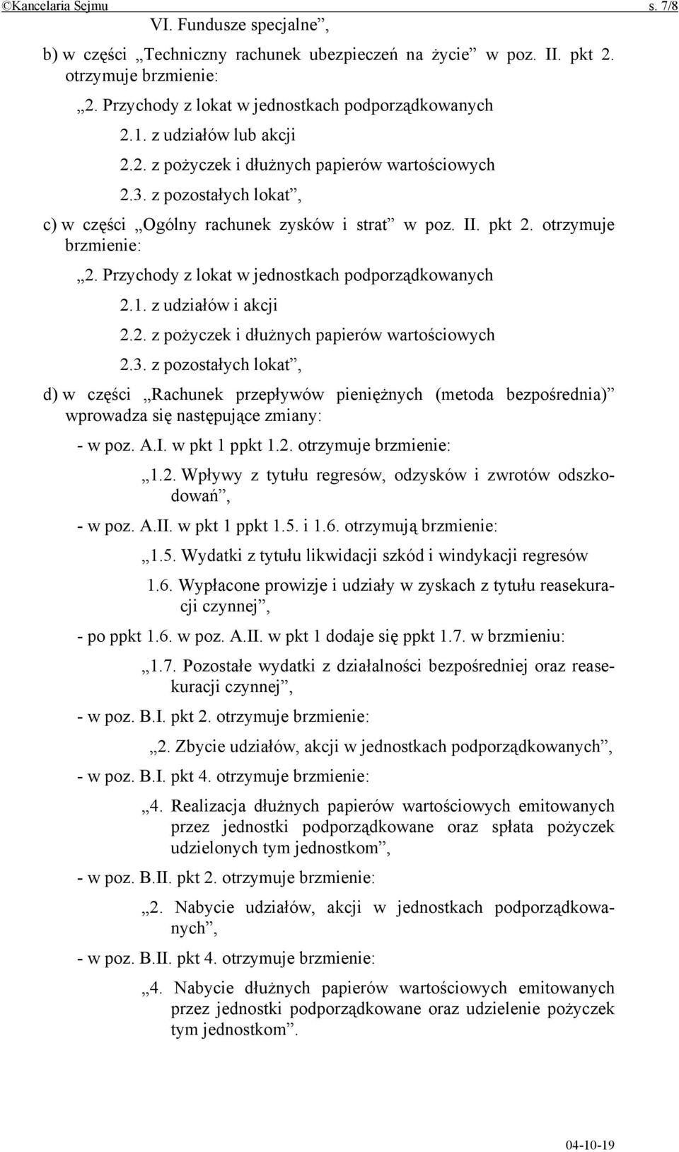 Przychody z lokat w jednostkach podporządkowanych 2.1. z udziałów i akcji 2.2. z pożyczek i dłużnych papierów wartościowych 2.3.