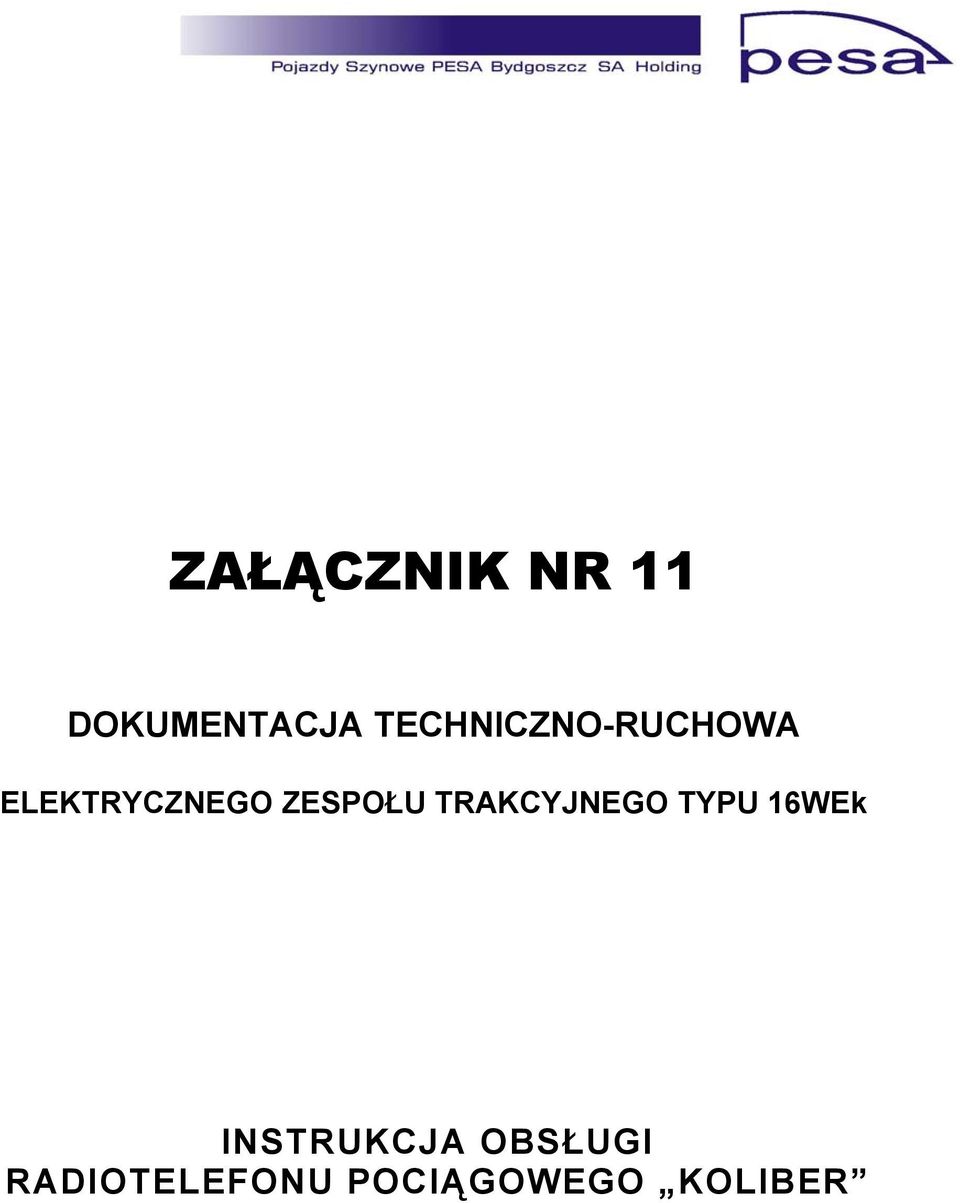 ZESPOŁU TRAKCYJNEGO TYPU 16WEk