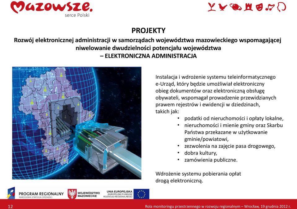 wspomagał prowadzenie przewidzianych prawem rejestrów i ewidencji w dziedzinach, takich jak: podatki od nieruchomości i opłaty lokalne, nieruchomości i mienie gminy oraz