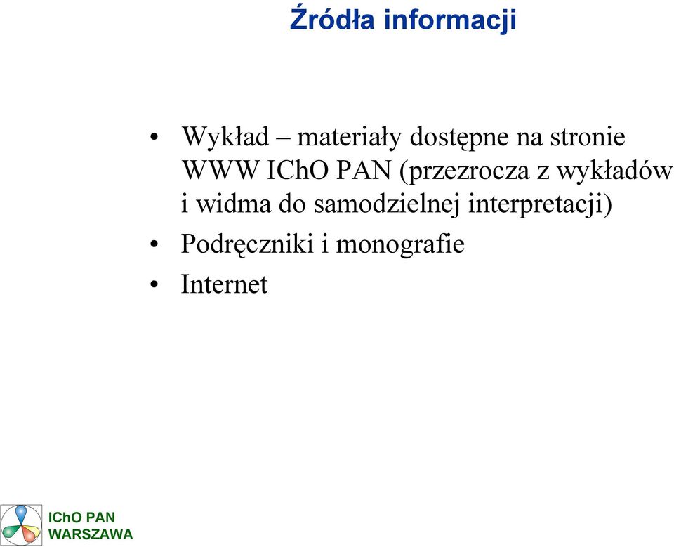 wykładów i widma do samodzielnej