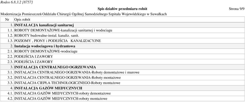 3. PODEJŚCIA I ZAWORY 3. INSTALACJA CENTRALNEGO OGRZEWANIA 3.1. INSTALACJA CENTRALNEGO OGRZEWANIA-Roboty demontaŝowe i murowe 3.2.