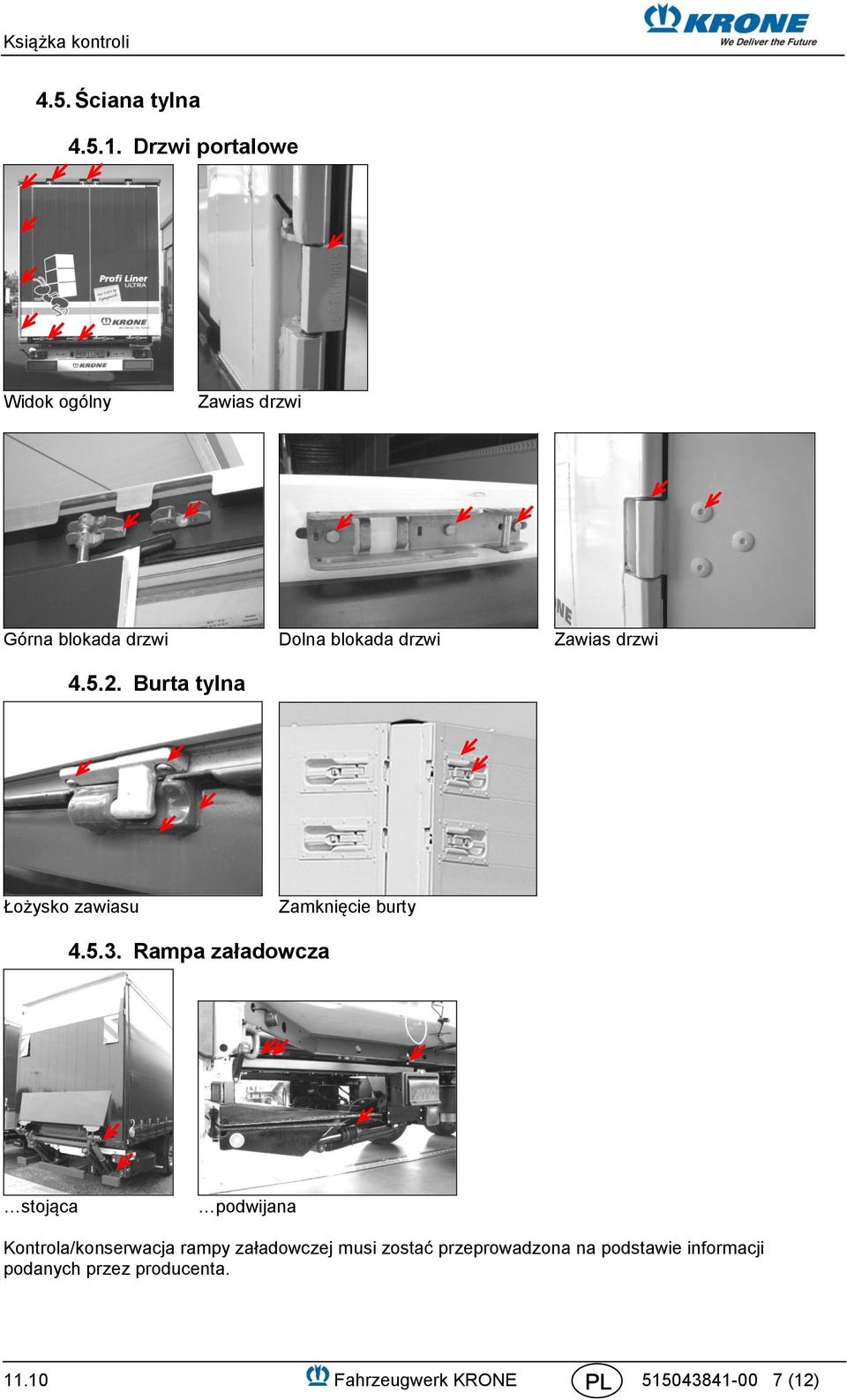 drzwi 4.5.2. Burta tylna Łożysko zawiasu Zamknięcie burty 4.5.3.