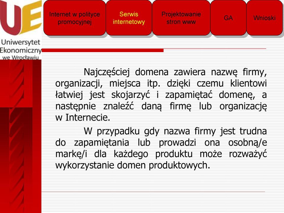 dzięki czemu klientowi łatwiej jest skojarzyć i zapamiętać domenę, a następnie znaleźć daną firmę lub