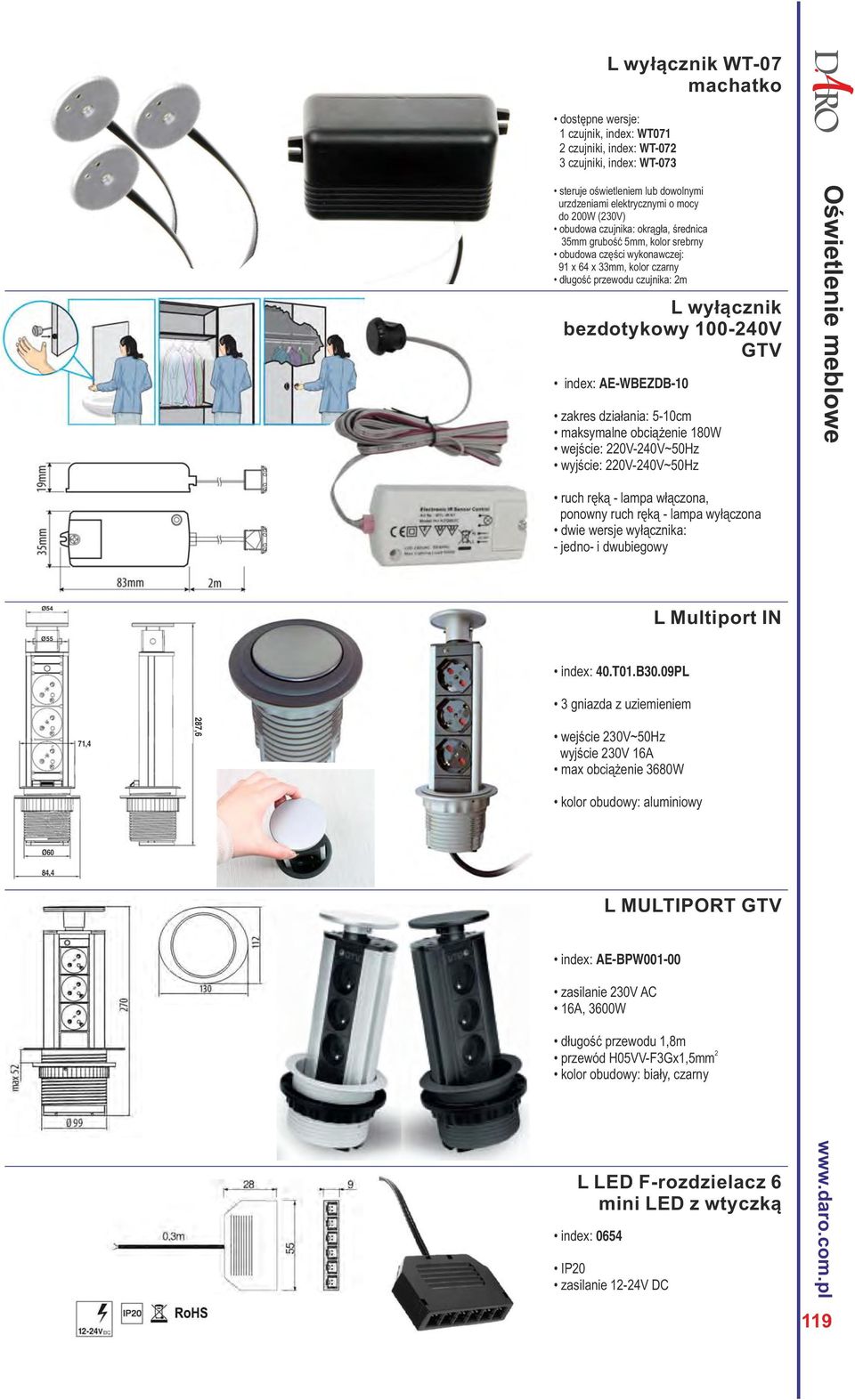 100-240V GTV index: AE-WBEZDB-10 zakres działania: 5-10cm maksymalne obciążenie 180W wejście: 220V-240V~50Hz wyjście: 220V-240V~50Hz ruch ręką - lampa włączona, ponowny ruch ręką - lampa wyłączona