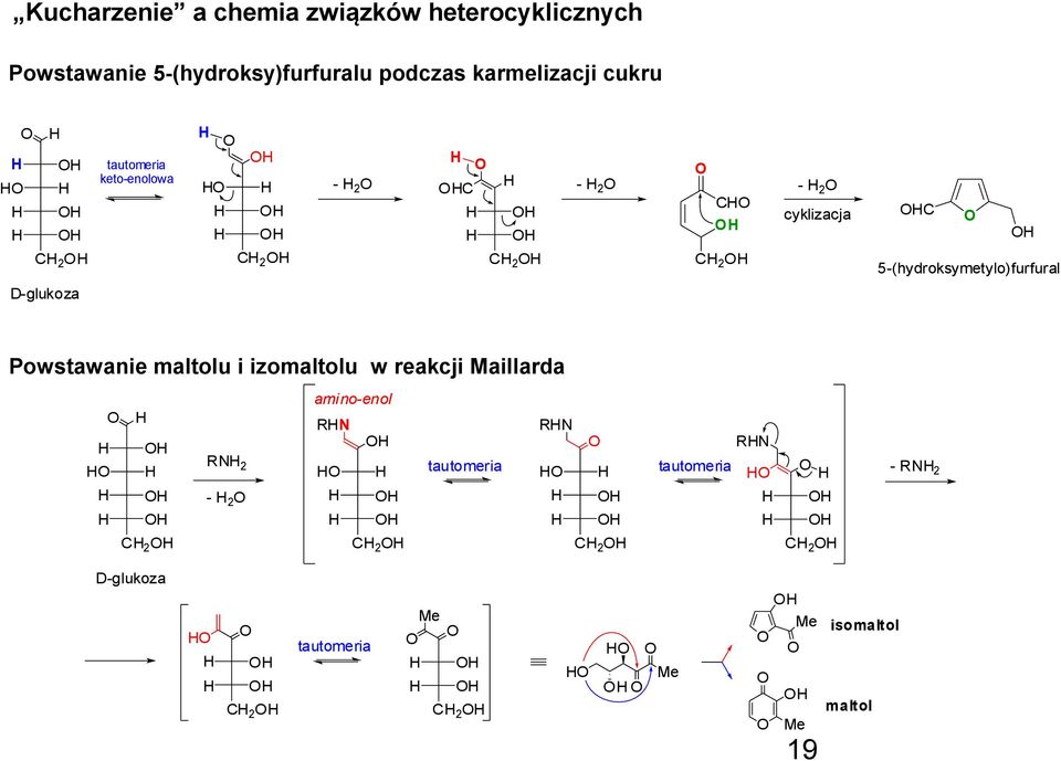 5-(hydroksymetylo)furfural D-glukoza Powstawanie maltolu i izomaltolu w reakcji Maillarda C 2