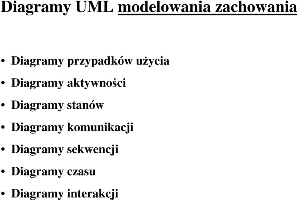 aktywności Diagramy stanów Diagramy