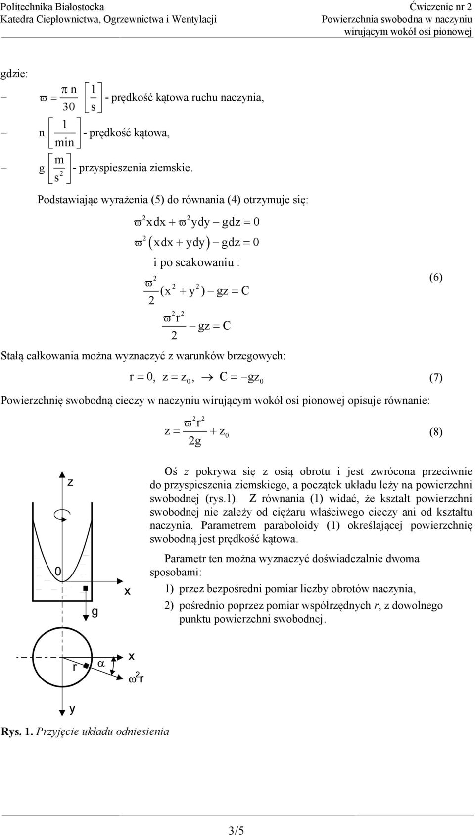 Zakrzywienie Powierzchni Cieczy Przy ściankach Naczynia W NACZYNIU WIRUJĄCYM WOKÓŁ OSI PIONOWEJ - PDF Free Download
