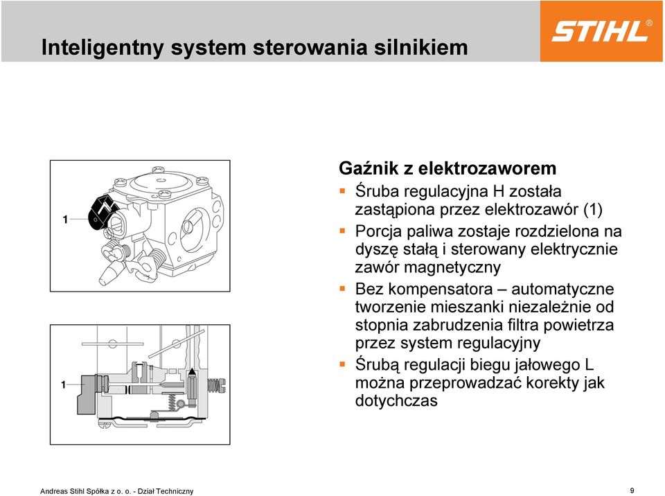 magnetyczny Bez kompensatora automatyczne tworzenie mieszanki niezależnie od stopnia zabrudzenia filtra