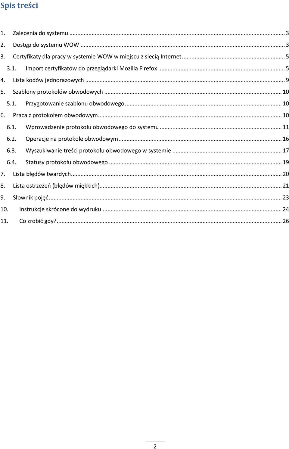 .. 11 6.2. Operacje na protokole obwodowym... 16 6.3. Wyszukiwanie treści protokołu obwodowego w systemie... 17 6.4. Statusy protokołu obwodowego... 19 7. Lista błędów twardych... 20 8.