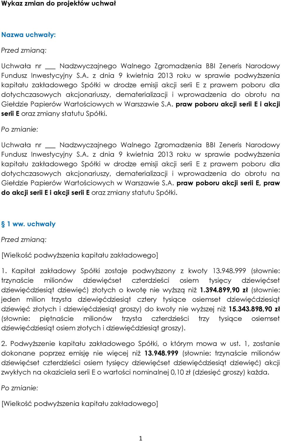 obrotu na Giełdzie Papierów Wartościowych w Warszawie S.A. praw poboru akcji serii E i akcji serii E oraz zmiany statutu Spółki.