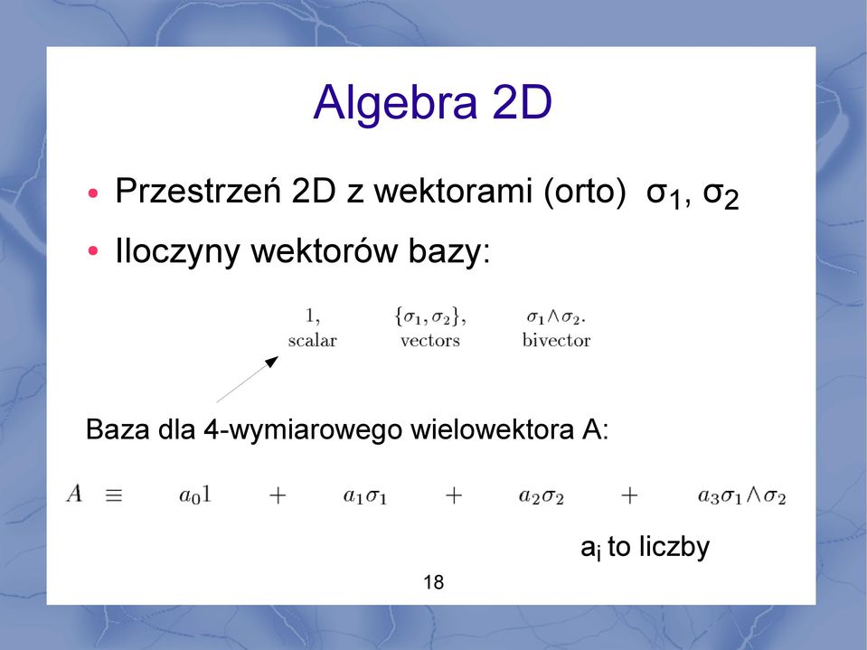 Iloczyny wektorów bazy: Baza dla