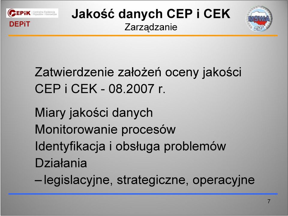 Miary jakości danych Monitorowanie procesów