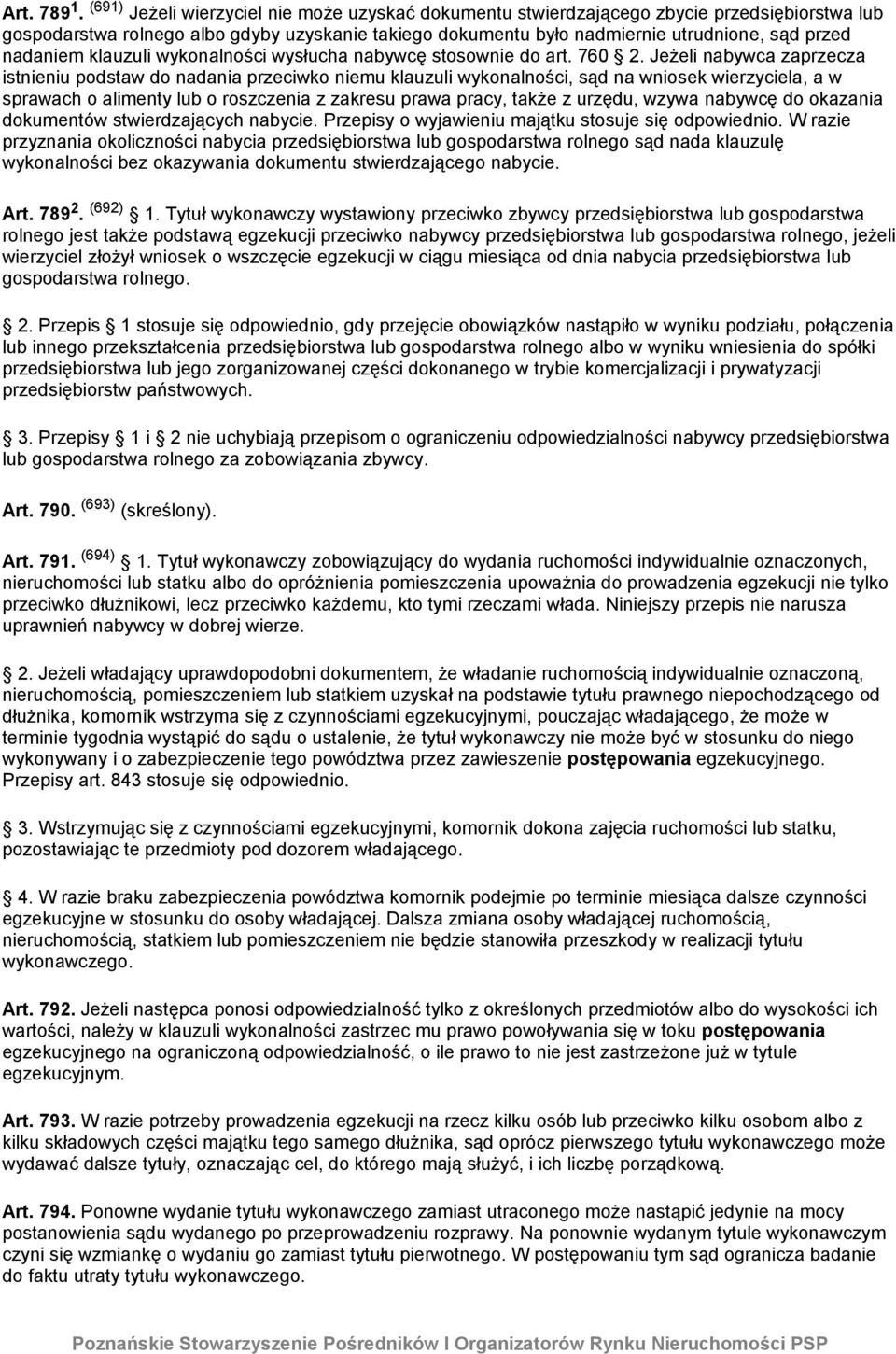 nadaniem klauzuli wykonalności wysłucha nabywcę stosownie do art. 760 2.