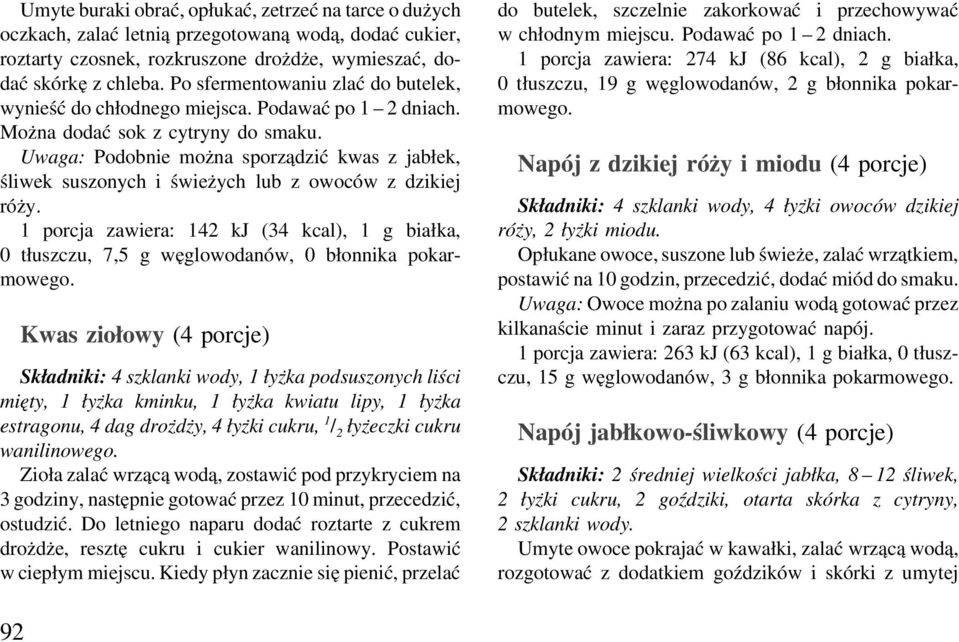 Uwaga: Podobnie można sporządzić kwas z jabłek, śliwek suszonych i świeżych lub z owoców z dzikiej róży.