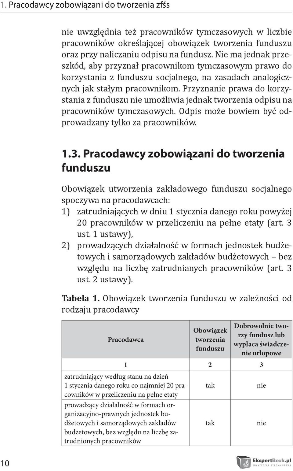 Przyznanie prawa do korzystania z funduszu nie umożliwia jednak tworzenia odpisu na pracowników tymczasowych. Odpis może bowiem być odprowadzany tylko za pracowników. 1.3.