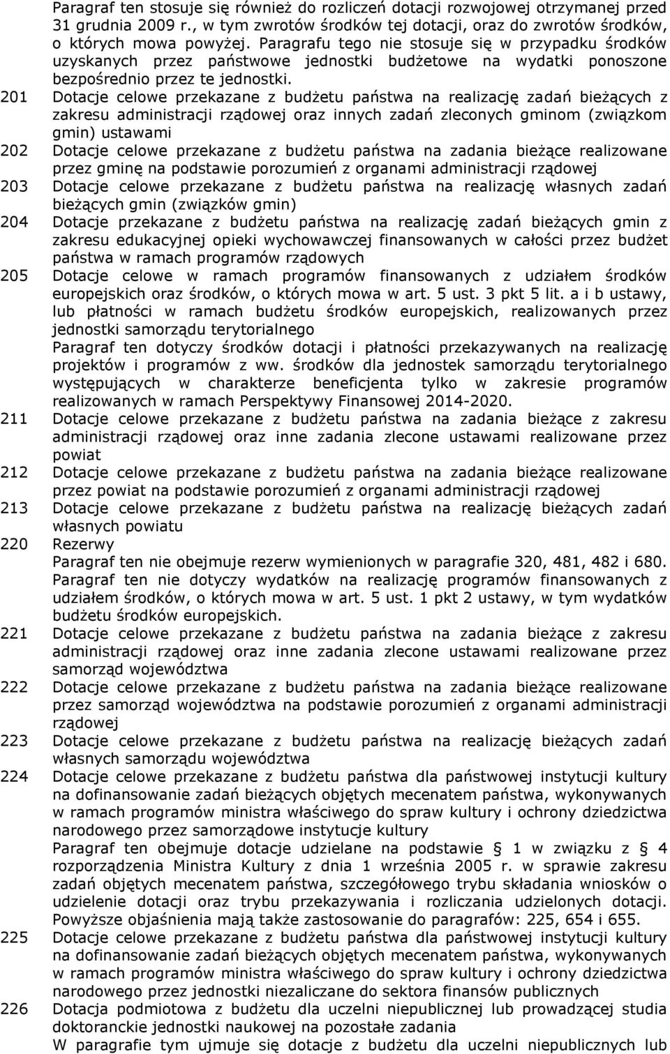 201 Dotacje celowe przekazane z budżetu państwa na realizację zadań bieżących z zakresu administracji rządowej oraz innych zadań zleconych gminom (związkom gmin) ustawami 202 Dotacje celowe