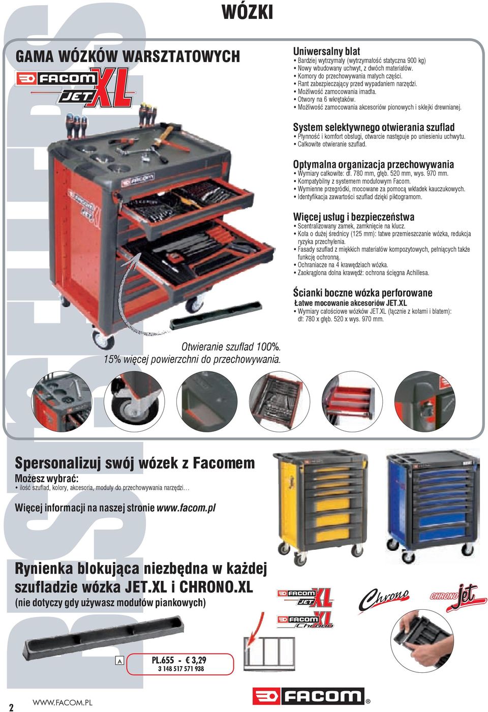 szufladzie wózka JET.XL i CHRONO.XL (nie dotyczy gdy używasz modułów piankowych) PL.
