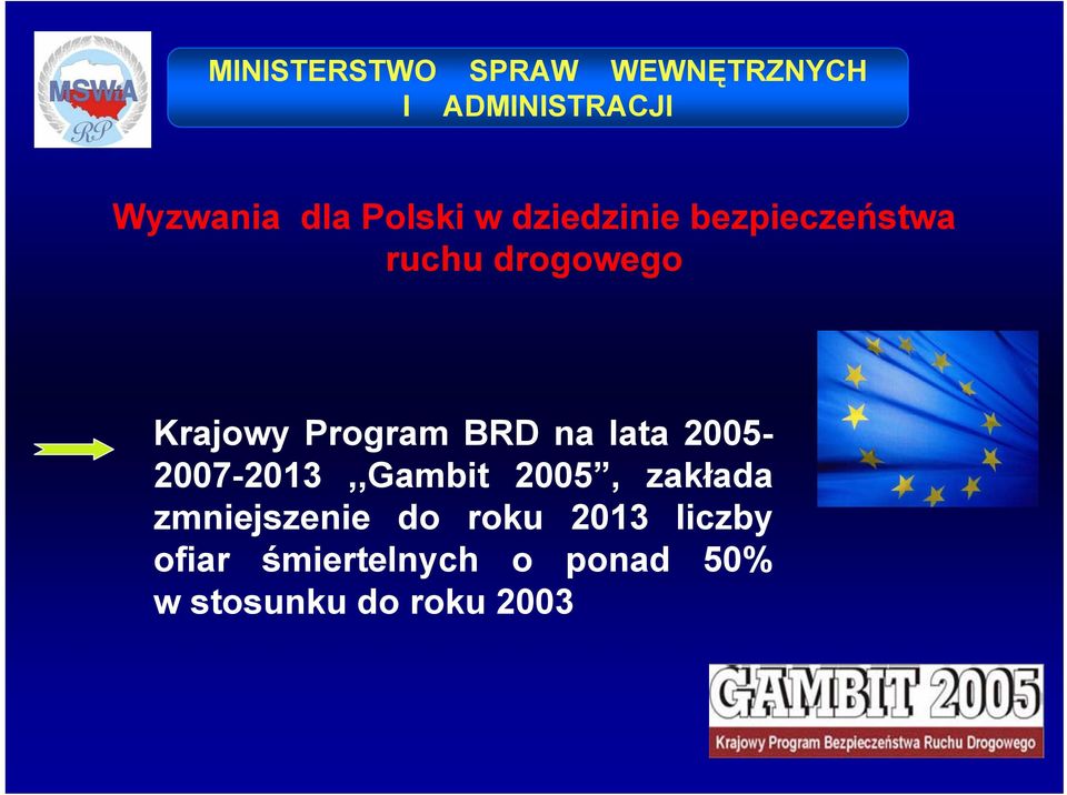 na lata 2005-2007-2013,,Gambit 2005, zakłada zmniejszenie do