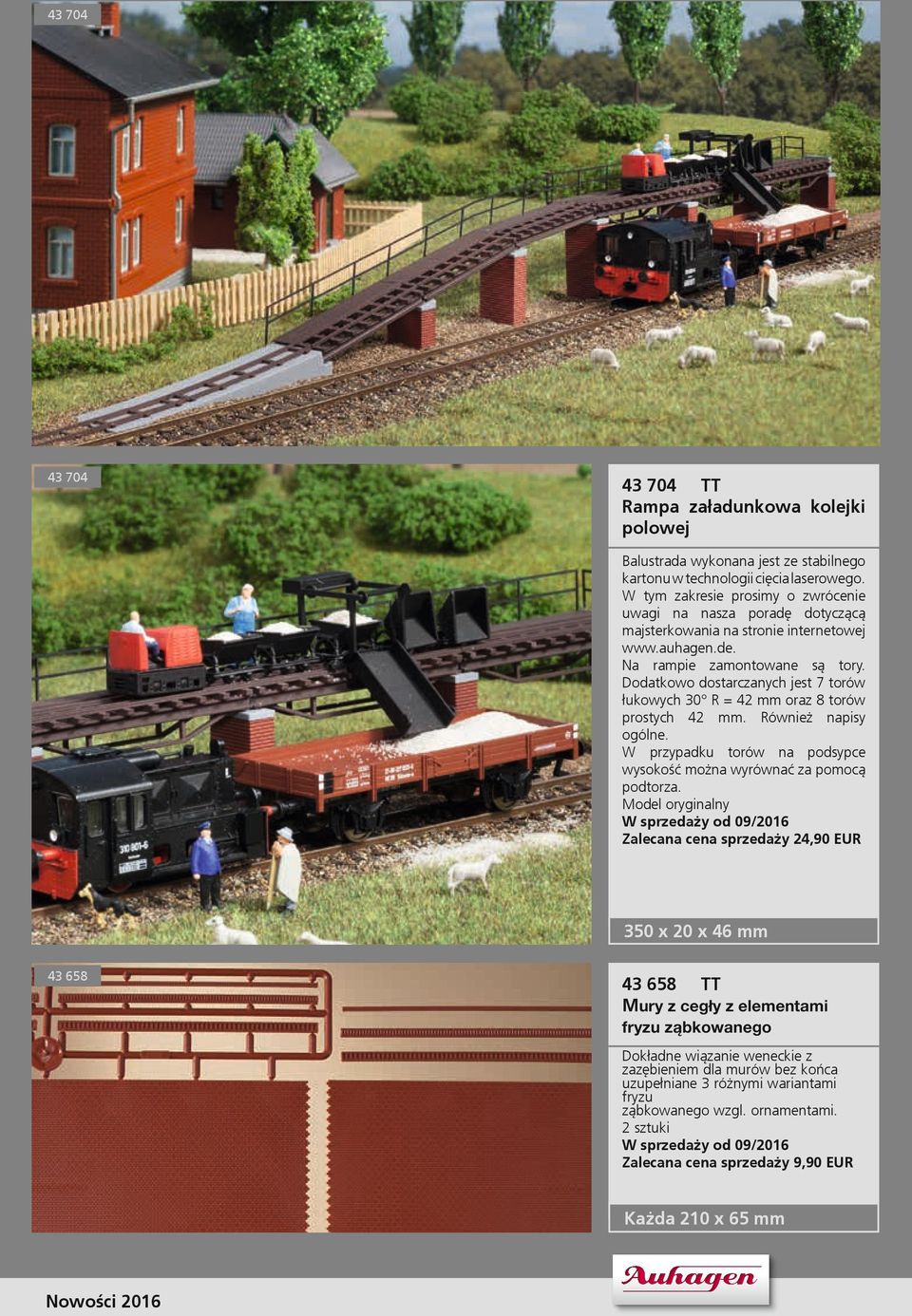 Dodatkowo dostarczanych jest 7 torów łukowych 30 R = 42 oraz 8 torów prostych 42. Również napisy ogólne. W przypadku torów na podsypce wysokość ożna wyrównać za poocą podtorza.