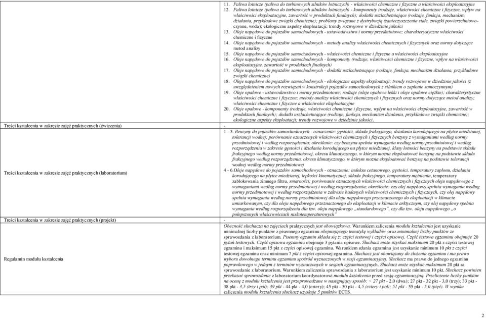 uszlachetniające (rodzaje, funkcja, mechanizm działania, przykładowe związki chemiczne); problemy związane z dystrybucją (zanieczyszczenia stałe, związki powierzchniowoczynne, woda); ekologiczne