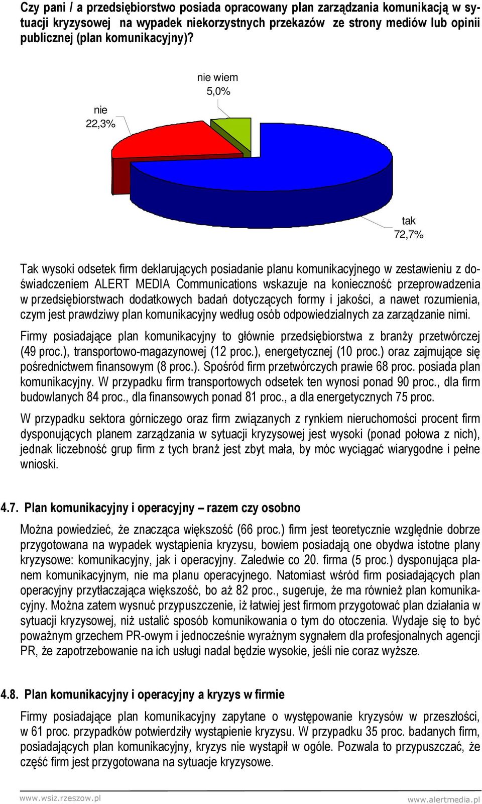 przeprowadzenia w przedsiębiorstwach dodatkowych badań dotyczących formy i jakości, a nawet rozumienia, czym jest prawdziwy plan komunikacyjny według osób odpowiedzialnych za zarządzanie nimi.