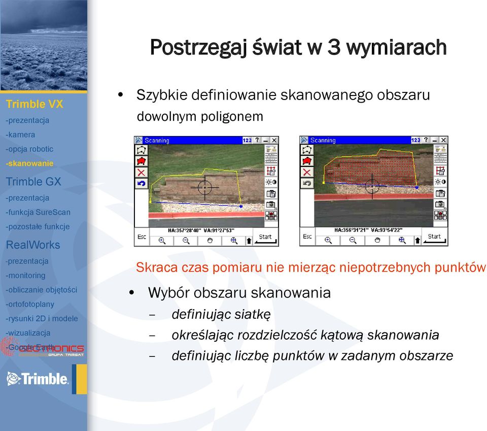 -ortofotoplany -rysunki 2D i modele -wizualizacja -Google Earth Skraca czas pomiaru nie mierząc niepotrzebnych punktów
