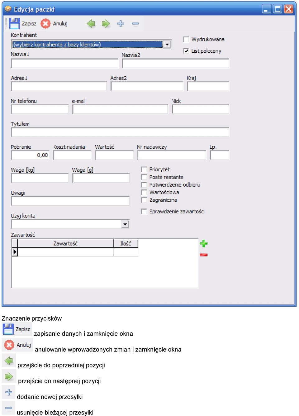 przejście do poprzedniej pozycji przejście do następnej