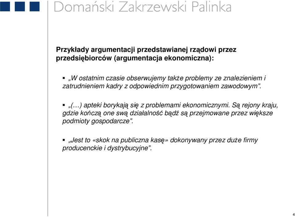 ( ) apteki borykają się z problemami ekonomicznymi.