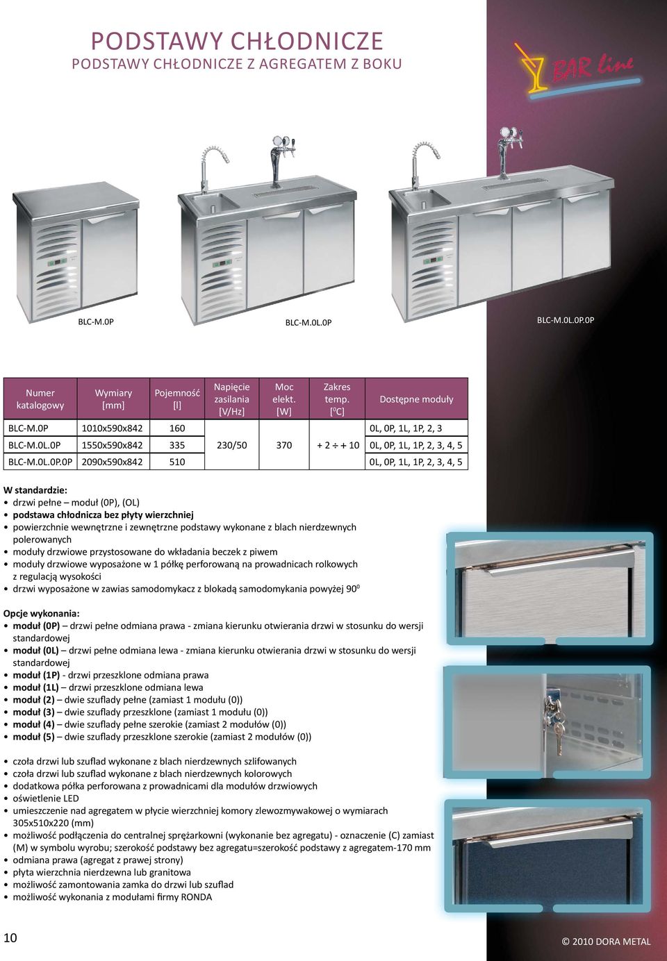 L, P,, BLC-M.L.P x9x8 / 7 + + L, P, L, P,,,, BLC-M.L.P.P 9x9x8 L, P, L, P,,,, drzwi pełne moduł (P), (OL) podstawa chłodnicza bez płyty wierzchniej powierzchnie wewnętrzne i zewnętrzne podstawy