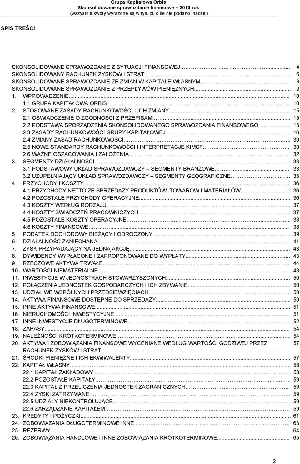 .. 2.2 PODSTAWA SPORZĄDZENIA SKONSOLIDOWANEGO SPRAWOZDANIA FINANSOWEGO... 2.3 ZASADY RACHUNKOWOŚCI GRUPY KAPITAŁOWEJ... 2.4 ZMIANY ZASAD RACHUNKOWOŚCI...... 2.5 NOWE STANDARDY RACHUNKOWOŚCI I INTERPRETACJE KIMSF 2.