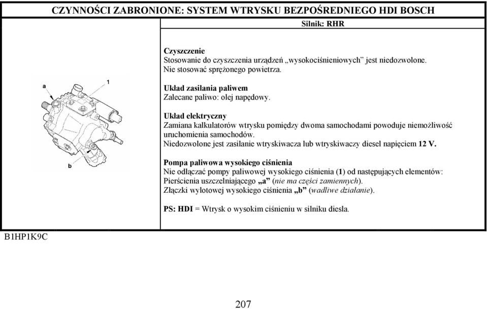 Układ elektryczny Zamiana kalkulatorów wtrysku pomiędzy dwoma samochodami powoduje niemoŝliwość uruchomienia samochodów.