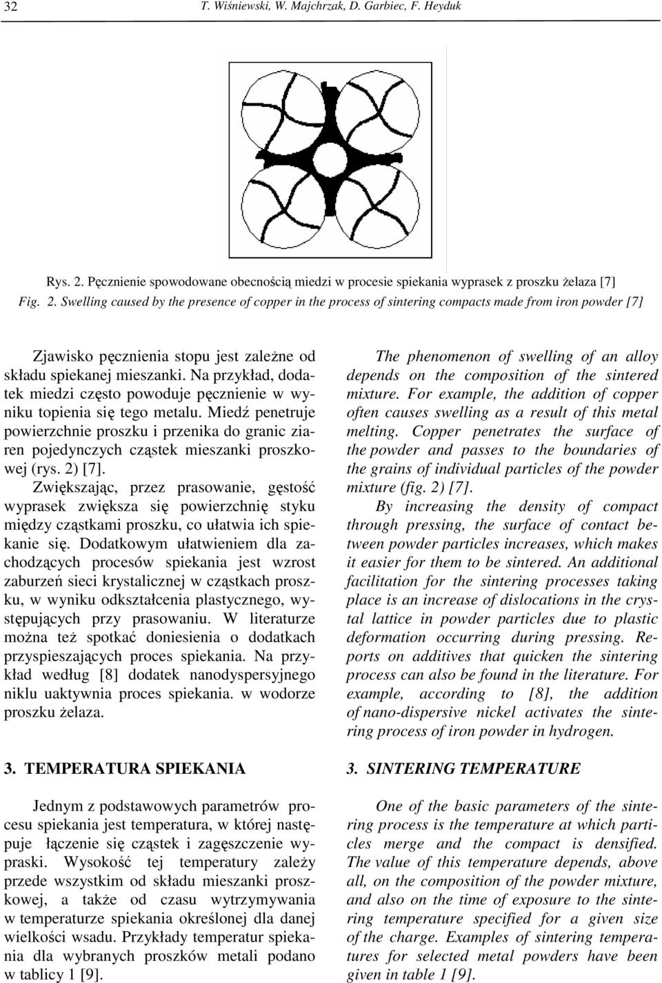 Swelling caused by the presence of copper in the process of sintering compacts made from iron powder [7] Zjawisko pęcznienia stopu jest zaleŝne od składu spiekanej mieszanki.