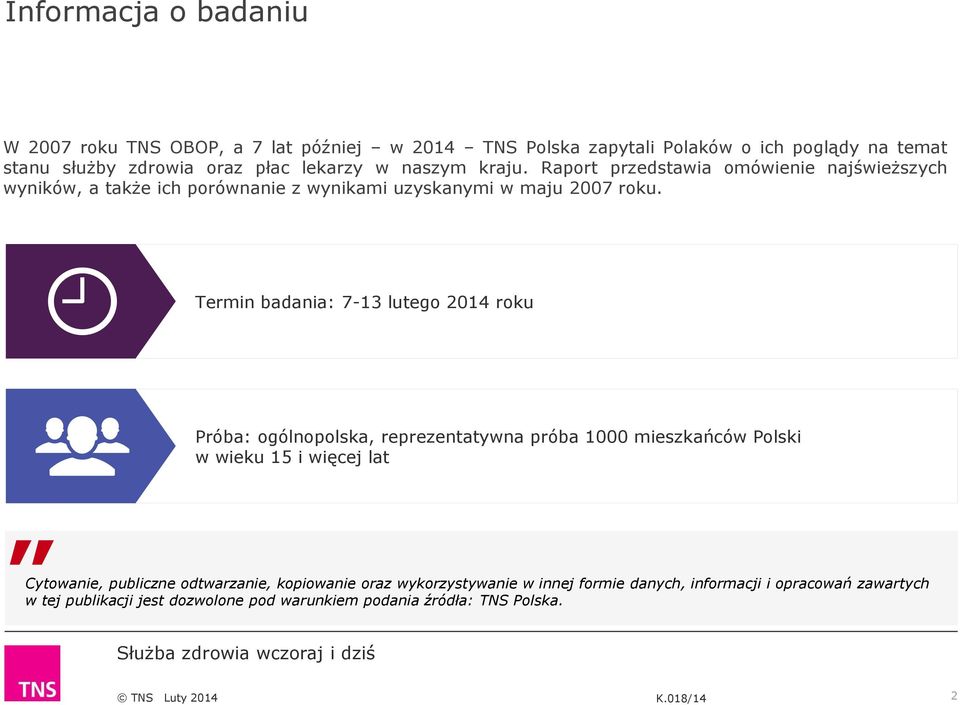 Termin badania: 7-13 lutego 2014 roku Próba: ogólnopolska, reprezentatywna próba 1000 mieszkańców Polski w wieku 15 i więcej lat Cytowanie, publiczne
