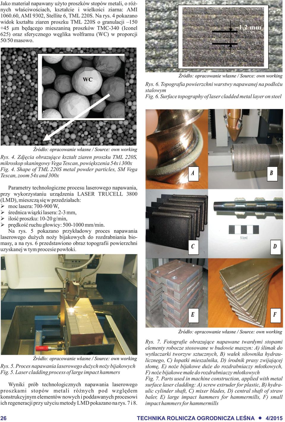 6. Surface tpgraphy f laser cladded metal layer n steel Rys. 4.